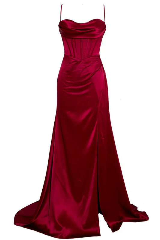 Enchanting Satin Backless Lace-up Mermaid Long Prom Dress Party Dress Evening Dress TP4489