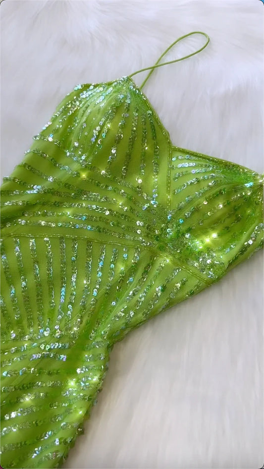 Green gorgeous fashion exquisite beaded spaghetti straps long tulle ball gown evening dress party dress gh3407