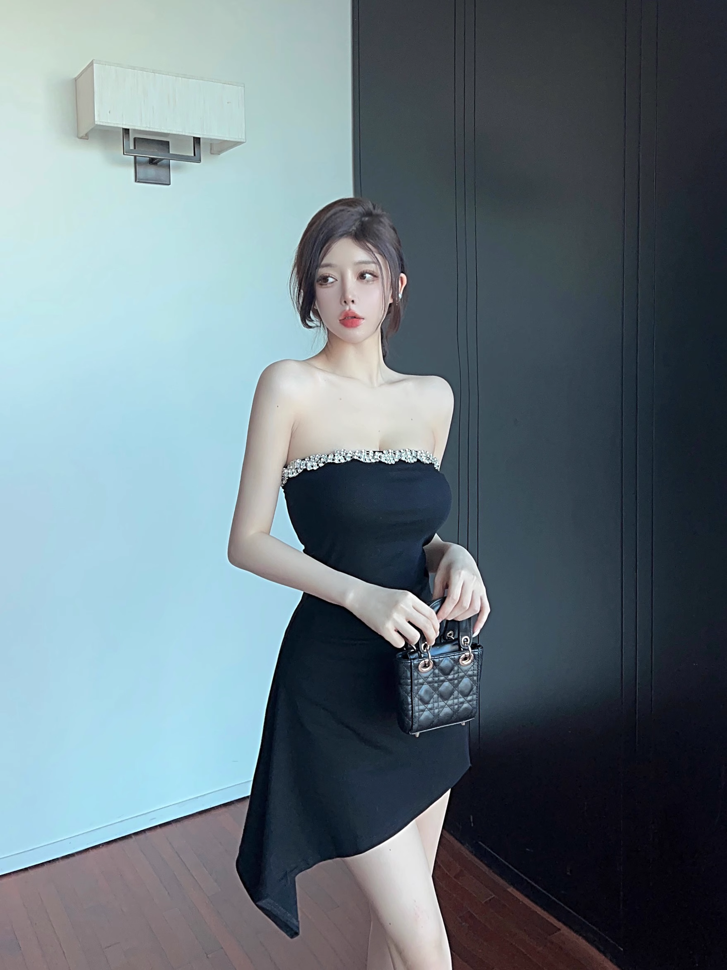 Vintage Black Sequin Design A-line Sleeveless Strapless Homecoming Dress TP3721