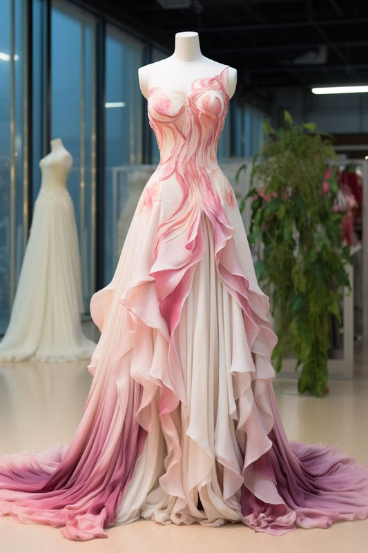 A-line One Shoulder Chiffon Long Prom Dress, Beautiful Evening Dress ED01472