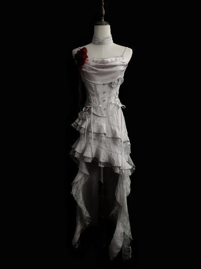 White Retro Fashion Elegant Long/Short Lace Homecoming Dress Prom Dress Evening Gown gh3443