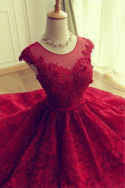 Vestido corto de fiesta, vestido de encaje, vestido de fiesta rojo sexy