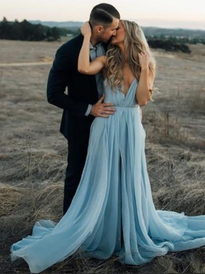 Vestido de fiesta de noche de gasa con escote en V profundo sexy, vestidos largos de fiesta