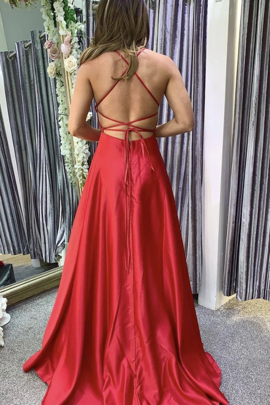 Simple satin long A line prom dress evening dress        cg23130