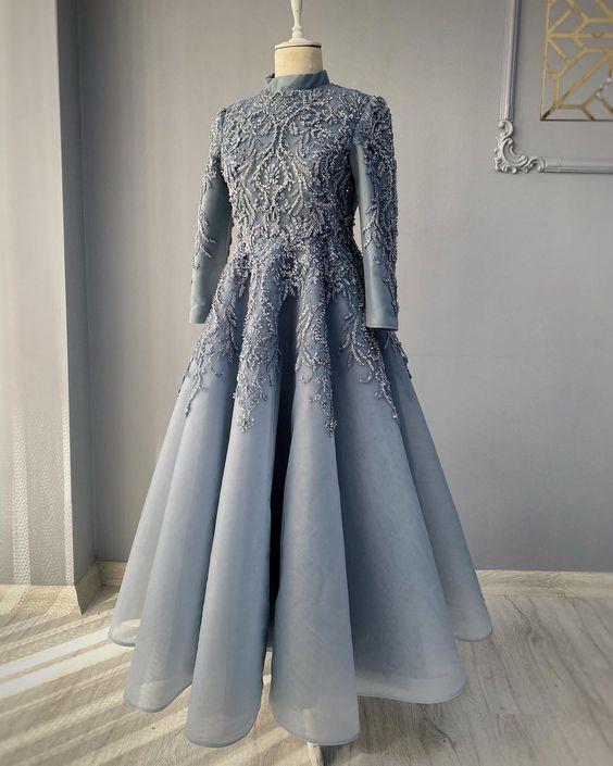 Vestido de fiesta azul real con encaje y cuentas, vestido de noche, vestido de fiesta de boda