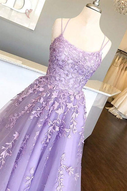 Vestidos de fiesta lila con apliques, vestido de fiesta largo estilo princesa, vestido de baile de graduación, vestido de fiesta formal