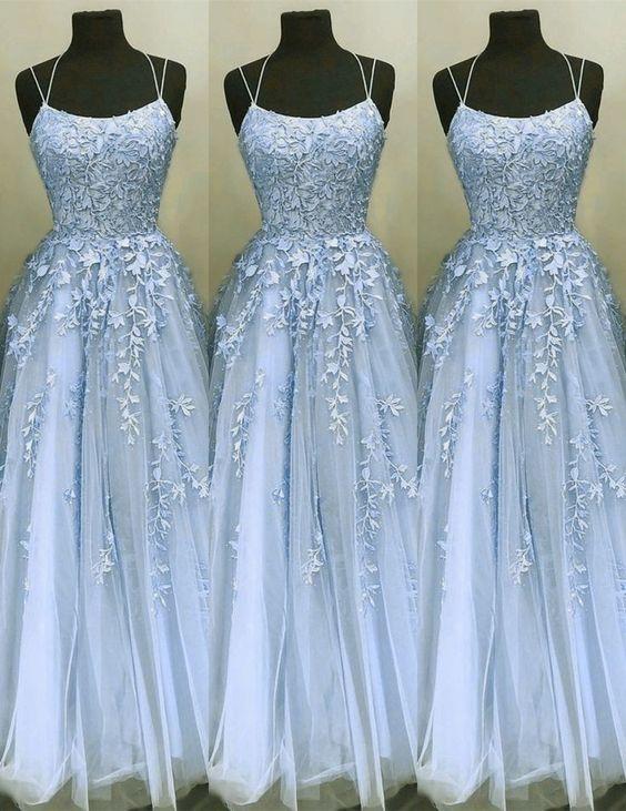 Vestido de fiesta azul bebé, vestido formal largo de tul, vestido de fiesta, vestidos de graduación