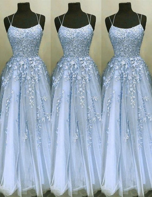 Vestido de fiesta azul bebé, vestido formal largo de tul, vestido de fiesta, vestidos de graduación