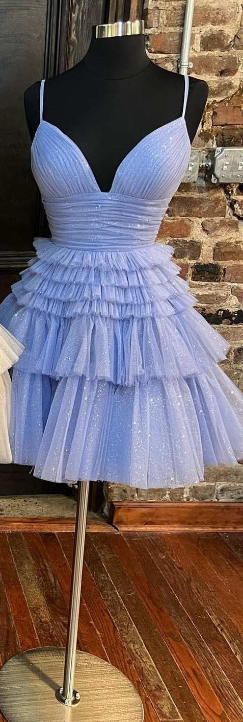 Vestido de fiesta corto de corte A con varios niveles, vestidos de cóctel rosa claro
