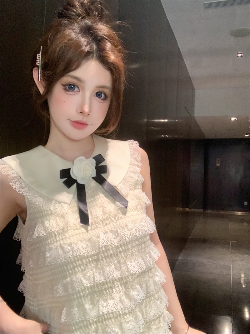 Vestido de fiesta de moda beige con lazo y encaje, corte A, sin mangas y sin tirantes, TP3698