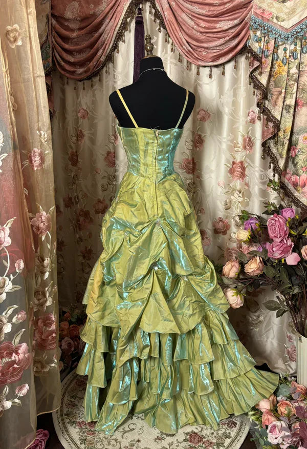 Green Gorgeous Retro Exquisite Beaded Elegant Long Satin Prom Dress Evening Dress Graduation Dress Birthday Dress gh3186