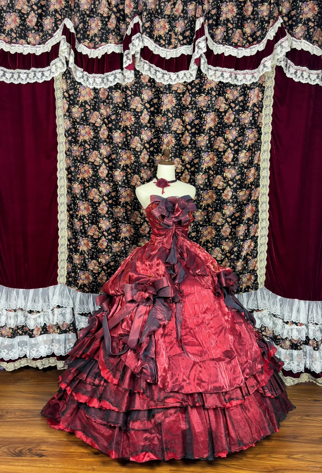 Hermoso vestido de quinceañera de satén burdeos, sin tirantes, largo hasta el suelo, para fiesta de graduación, cumpleaños, noche, baile, TP4386