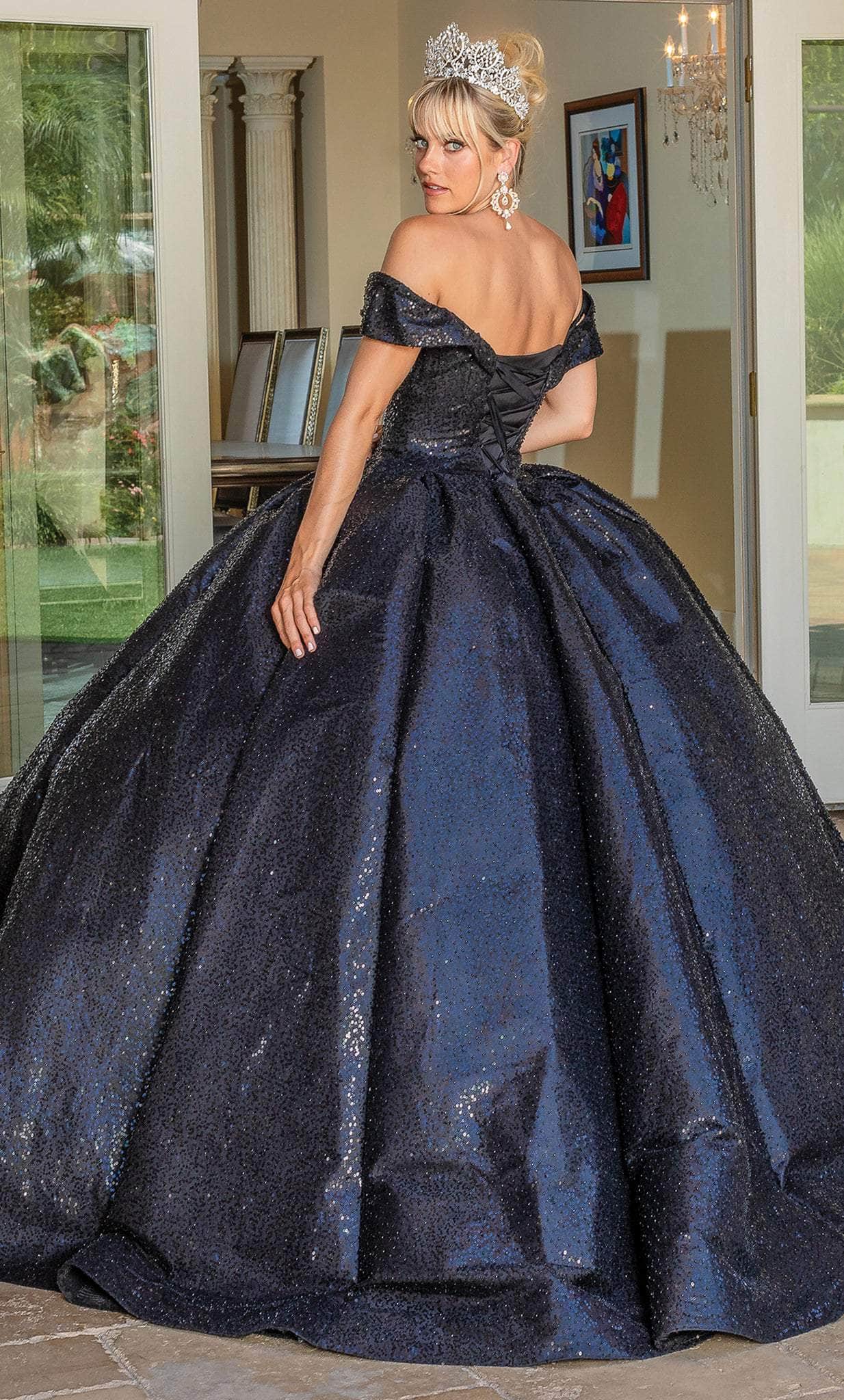 Green Ball Gown Off-the-shoulder Sequins Sweet 16 Dresses SH1651