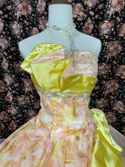 Hermoso vestido floral de quinceañera, sin tirantes, corte A, largo hasta el suelo, para fiesta de cumpleaños, noche, baile, TP4383