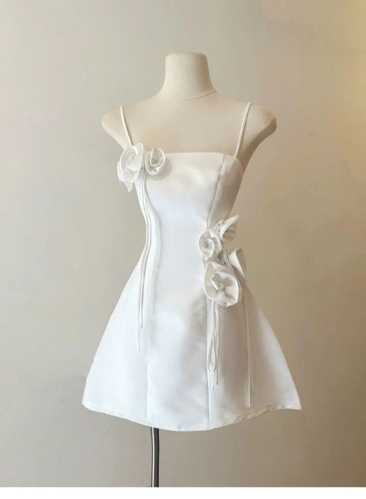 Cute A Line Spaghetti Straps Pink Satin Formal 8th Grade Homecoming Dresses Summer Middle School Hoco Dress Homecoming Outfits DH1002