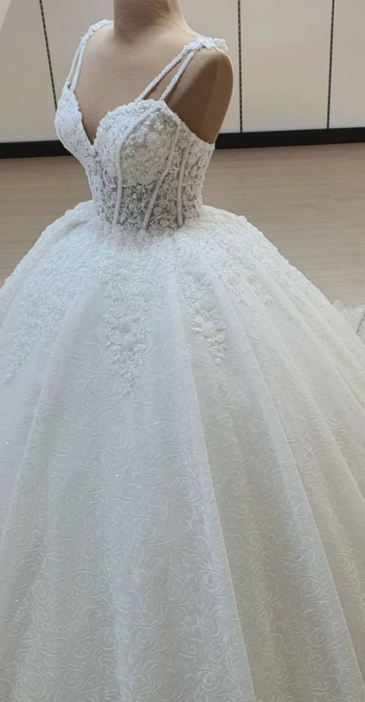 Vestido de novia clásico, vestido de fiesta con tirantes finos y encaje blanco, vestidos de novia de ensueño DH1227