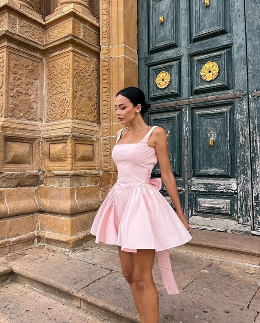 Sexy Ball Gown Square Neck Pink Mini Short Formal 8th Grade Homecoming Dresses Summer Middle School Hoco Dress 18th Birthday Outfits DH1242