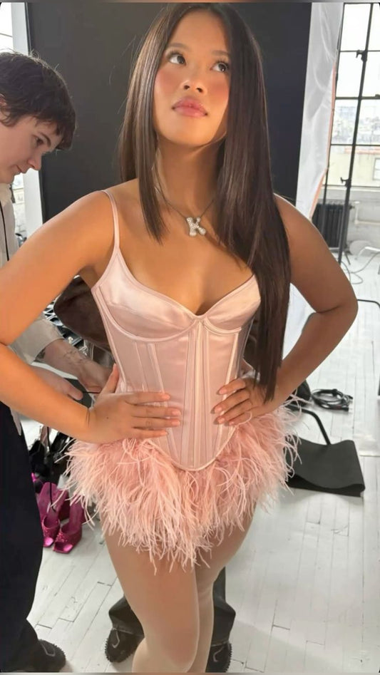 Vestido corto de satén rosa con tirantes finos para fiesta de 7.º grado, graduación, cóctel, cumpleaños, DH1403