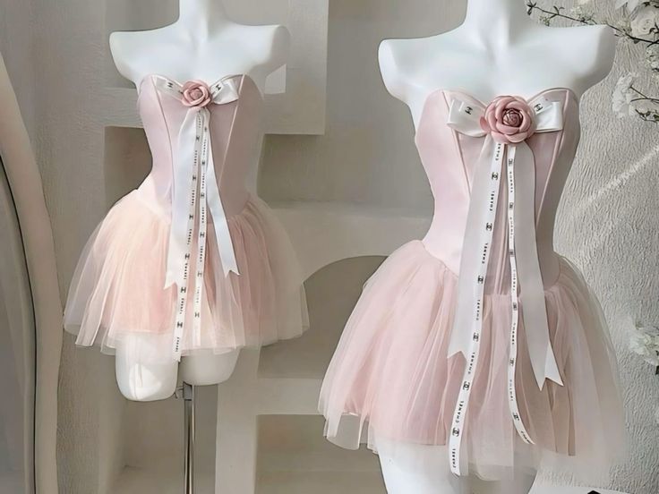Vestidos elegantes de tul rosa con escote en forma de A y flores para el regreso a casa de octavo grado, vestido de fiesta para secundaria, vestido de fiesta para 18.º cumpleaños, minivestidos de fiesta DH1426