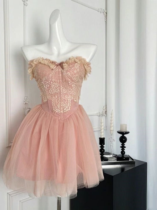 Cute A Line Sweetheart Blush Pink Short Mini Formal 8th Grade Homecoming Dresses Middle School Cocktail Night Dress Hoco Outfits DH1529