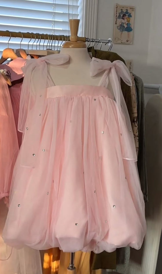 Unique Ball Gown Spaghetti Straps Pink Tulle Short Mini Formal 8th Grade Homecoming Dresses Middle School Cocktail Night Dress Hoco Outfits DH1533