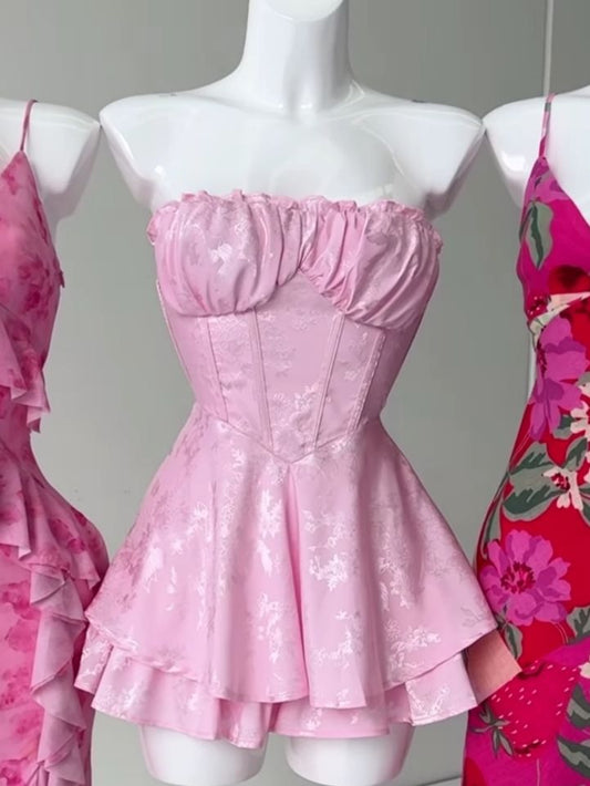 Cute A Line Sweetheart Pink Short Mini Formal 8th Grade Homecoming Dresses Middle School Cocktail Night Dress Hoco Outfits DH1534
