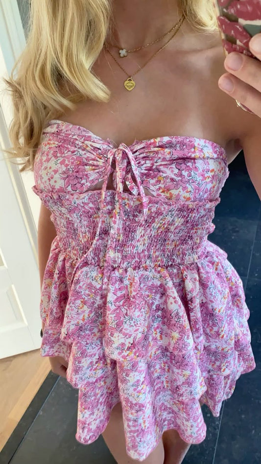 Vestido corto de fiesta con escote en forma de A, con flores rosas, estilo mini, para octavo grado, para escuela secundaria, estilo hoco, para cóctel, DH1577