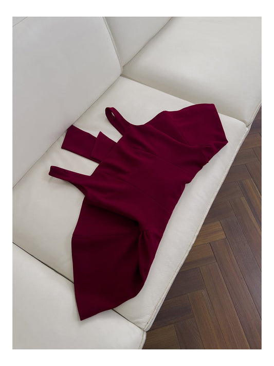 Pretty Ball Gown Square Neck Burgundy Satin Grad Dress Inspo Short Mini Formal 8th Grade Homecoming Dresses High School Hoco Court Dress Graduation Dress Cocktail Birthday Outfits DH1941