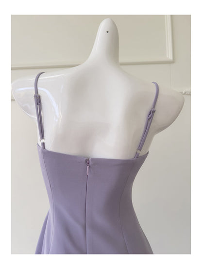 Cute A line Spaghetti Straps Satin Liac Short Grad Dress Inspo Short Mini Formal 8th Grade Homecoming Dresses High School Hoco Court Dress Graduation Dress Cocktail 18th Birthday Outfits DH1944