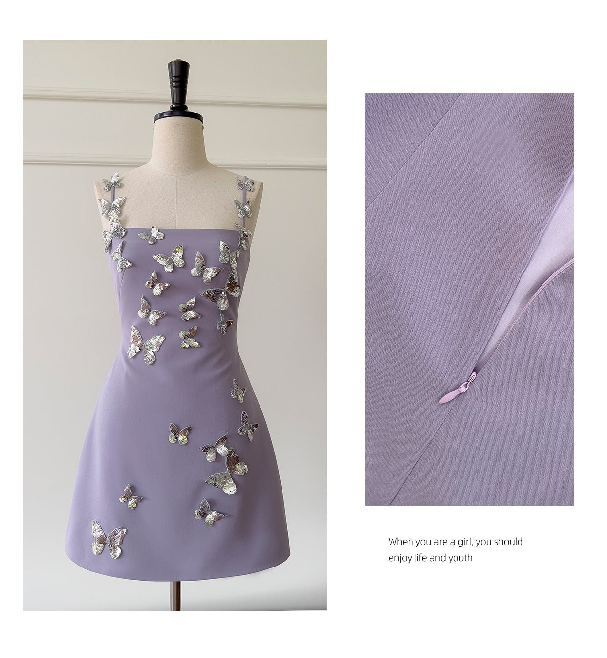 Cute A line Spaghetti Straps Satin Liac Short Grad Dress Inspo Short Mini Formal 8th Grade Homecoming Dresses High School Hoco Court Dress Graduation Dress Cocktail 18th Birthday Outfits DH1944