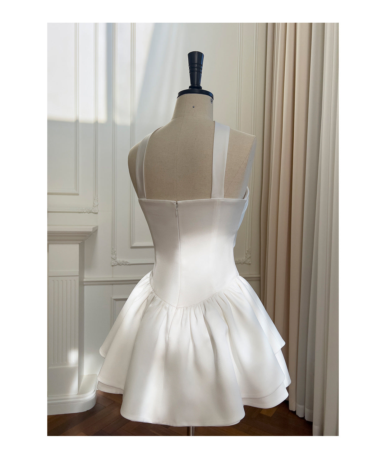 Pretty A Line Strapless Satin White Grad Dress Inspo Short Mini Formal 8th Grade Homecoming Dresses Middle School Hoco Court Dress Graduation Dress Cocktail Outfits DH1946
