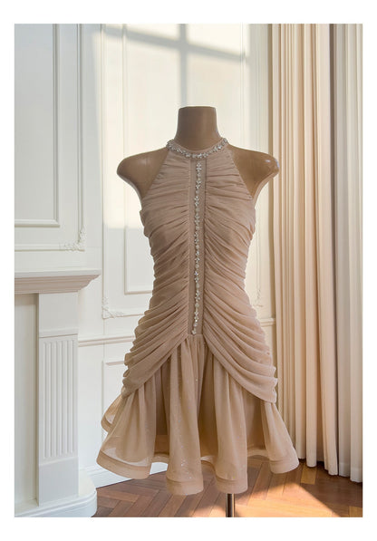 Cute Sheath Scoop Neck Champagne Short Grad Dress Inspo Short Mini Formal 8th Grade Homecoming Dresses High School Hoco Court Dress Graduation Dress Cocktail Outfits H1951