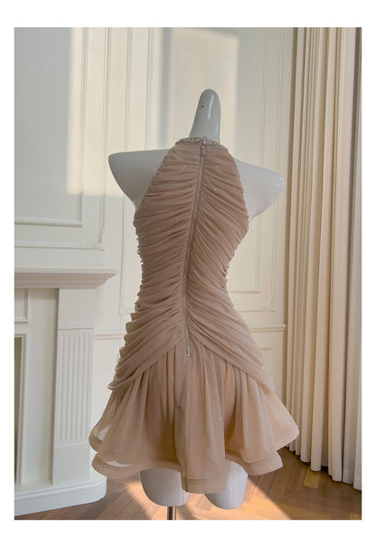 Cute Sheath Scoop Neck Champagne Short Grad Dress Inspo Short Mini Formal 8th Grade Homecoming Dresses High School Hoco Court Dress Graduation Dress Cocktail Outfits H1951