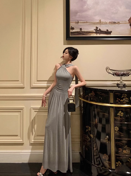 Elegant A line Gray Sleeveless 21st Birthday Dress Party Gown Birthday Outfits Birthday Dress Ideas For Women DP1297