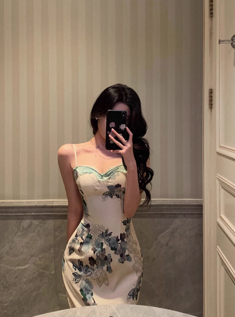 Vestido elegante de sirena con tirantes florales, sin mangas, para fiesta de cumpleaños número 21, ideas para vestidos de cumpleaños para mujeres DP1307