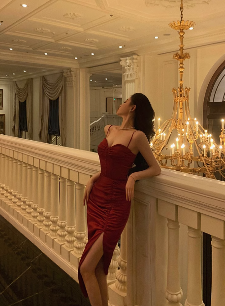 Vestido de fiesta de sirena con tirantes finos, satén rojo, sexy, para 21 cumpleaños, ideas para vestidos de cumpleaños para mujeres (DP1634)