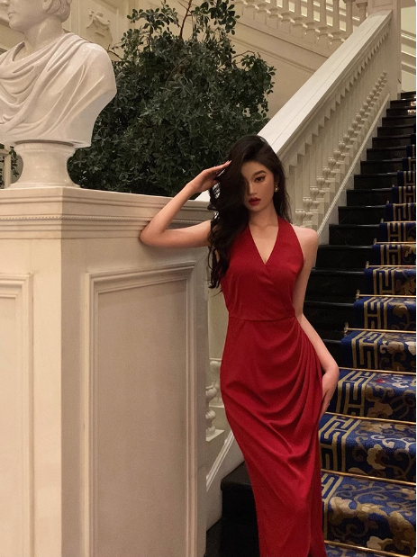 Elegant Glamour Mermaid Halter Red Prom Dress Party Dress Evening Dresses DP1640