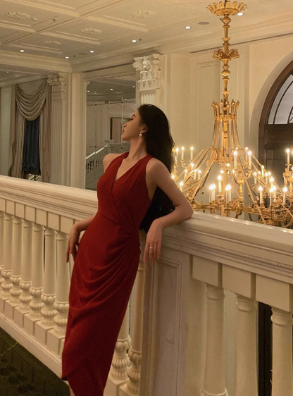 Elegant Glamour Mermaid Halter Red Prom Dress Party Dress Evening Dresses DP1640
