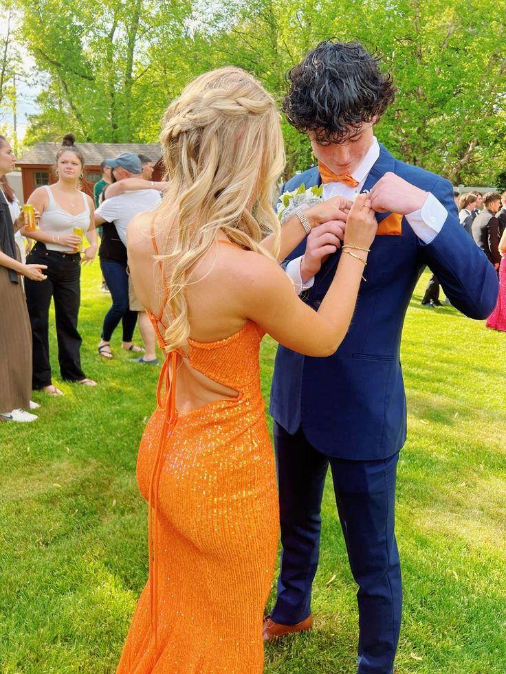 Vestidos de fiesta largos con lentejuelas de sirena naranja Vestidos elegantes