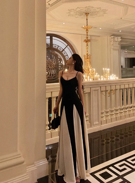 Vestido elegante de fiesta de cumpleaños número 18, corte A, tirantes finos, negro, sin mangas, atuendos de cumpleaños, ideas para vestidos de cumpleaños para mujeres DP561