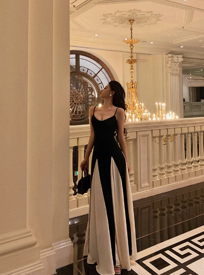 Vestido elegante de fiesta de cumpleaños número 18, corte A, tirantes finos, negro, sin mangas, atuendos de cumpleaños, ideas para vestidos de cumpleaños para mujeres DP561