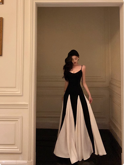 Vestido elegante de fiesta de cumpleaños número 18, corte A, tirantes finos, negro, sin mangas, atuendos de cumpleaños, ideas para vestidos de cumpleaños para mujeres DP561