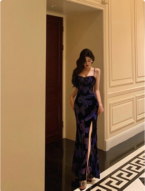 Vestido azul elegante con tirantes para 18 cumpleaños, atuendos para 21 cumpleaños, ideas de vestidos de cumpleaños para mujeres DP589