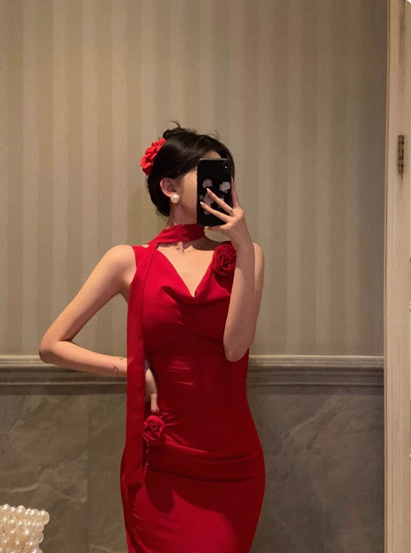 Elegante vestido rojo de fiesta para 18 cumpleaños, ideas para vestidos de cumpleaños para mujeres (DP590)