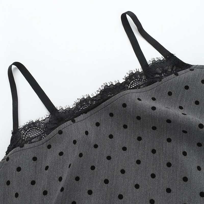 Vintage Gray Dot Pattern Spaghetti Strap Sheath Short Summer Dresses Party Dress Homecoming Dress TP4366
