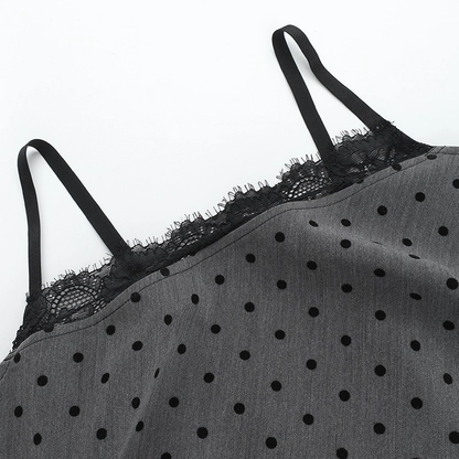 Vintage Gray Dot Pattern Spaghetti Strap Sheath Short Summer Dresses Party Dress Homecoming Dress TP4366