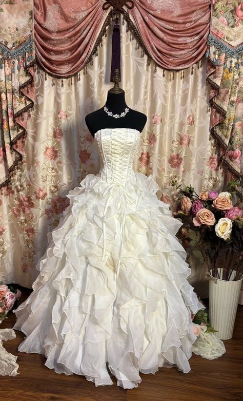 Ivory Fashion Elegant A-line Long Tulle Ruffle Ball Gown Evening Dress Wedding Dress gh3551