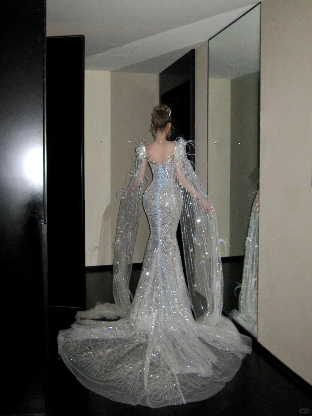 Elegante vestido de novia de corte sirena con lentejuelas plateadas y brillantes, vestido de fiesta, vestido de noche TP4236