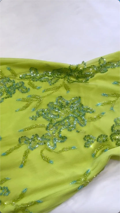 Green luxury gorgeous fashion elegant exquisite floral beading long fairy chiffon ball gown evening dress party dress prom dress gh3706