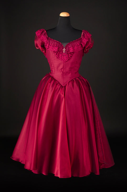 Burgundy Vintage Short Satin Homecoming Dress Birthday Party Dress gh4995